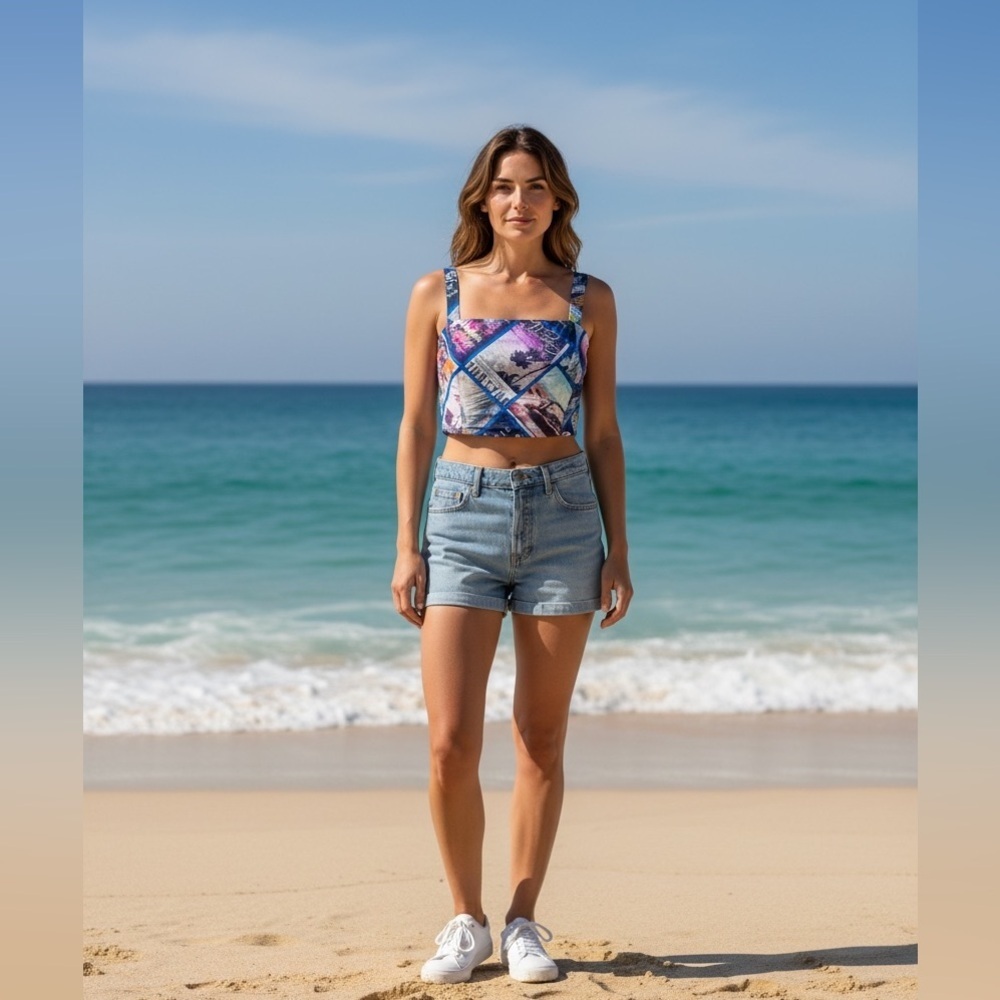 Shore bra top Tijuana tie back Cali vibes tropical resort top New Size Large